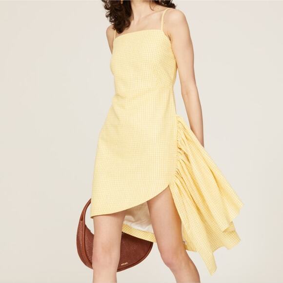 Osman Yousefzada Collective Yellow Plaid Ruffle Dress 2 - Picture 1 of 14